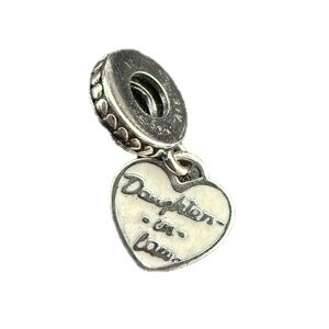 S925 Sterling Silver Daughter-In-Law Heart Dangle Charm - NWT
